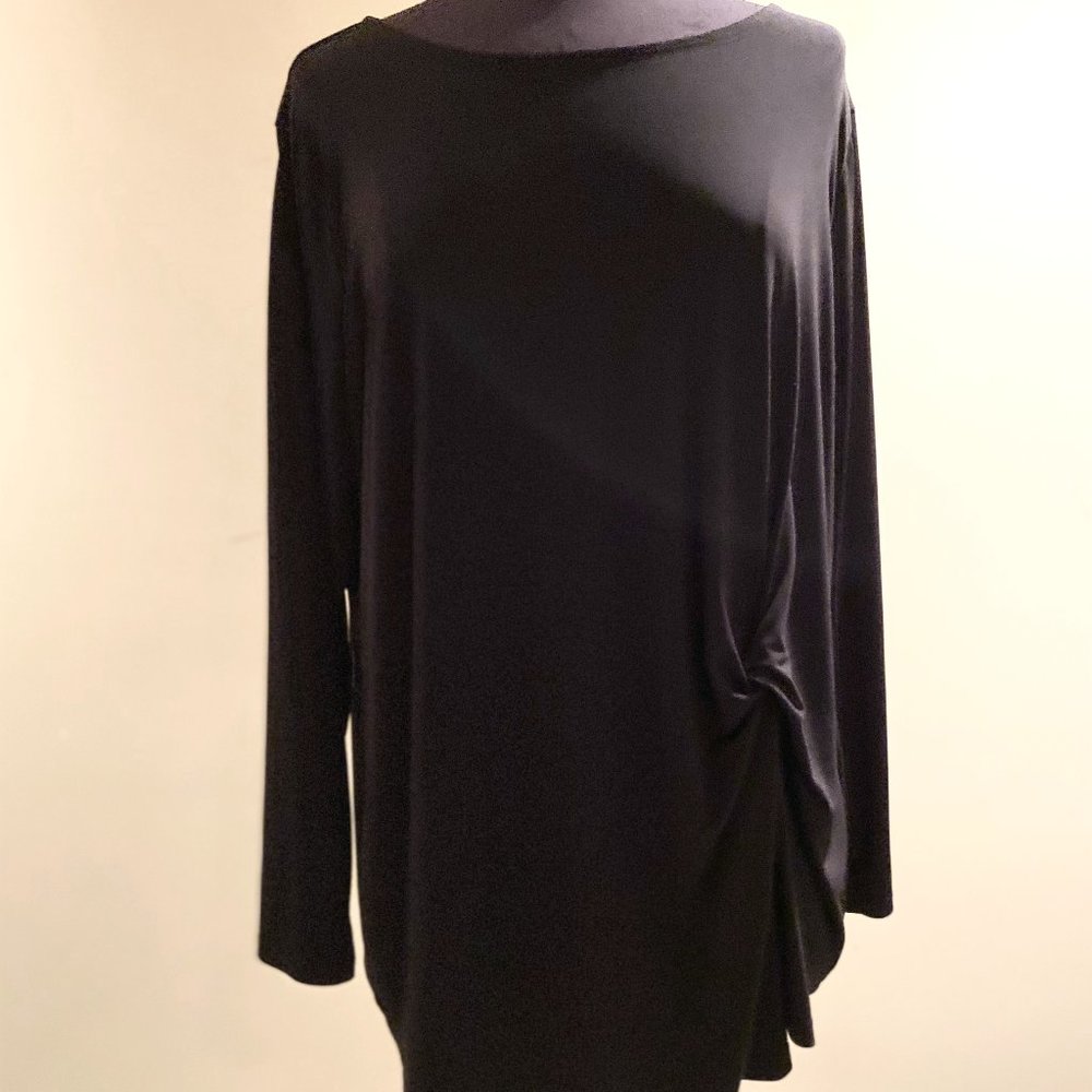 INC Plus size 3/4 sleeve Tunic Black w/sideknot